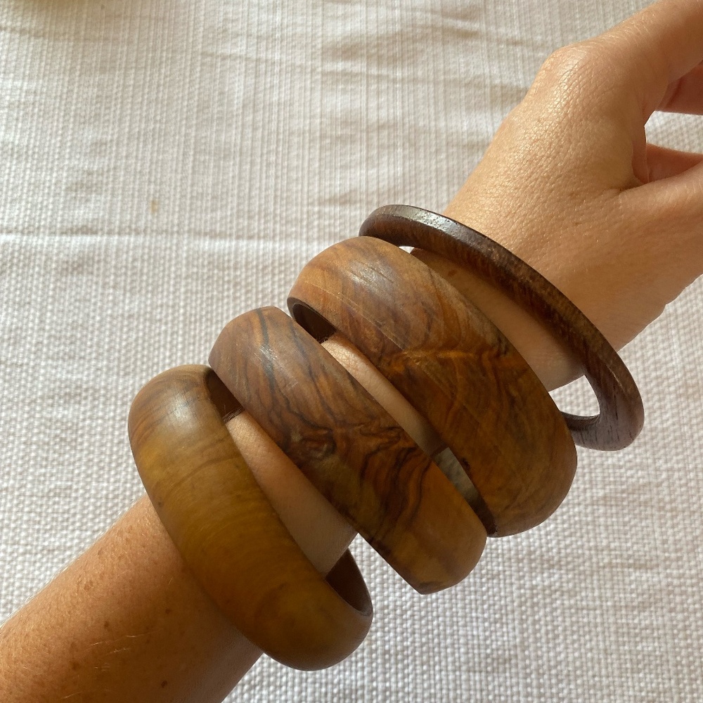 Vintage Wood Bangle Bracelets